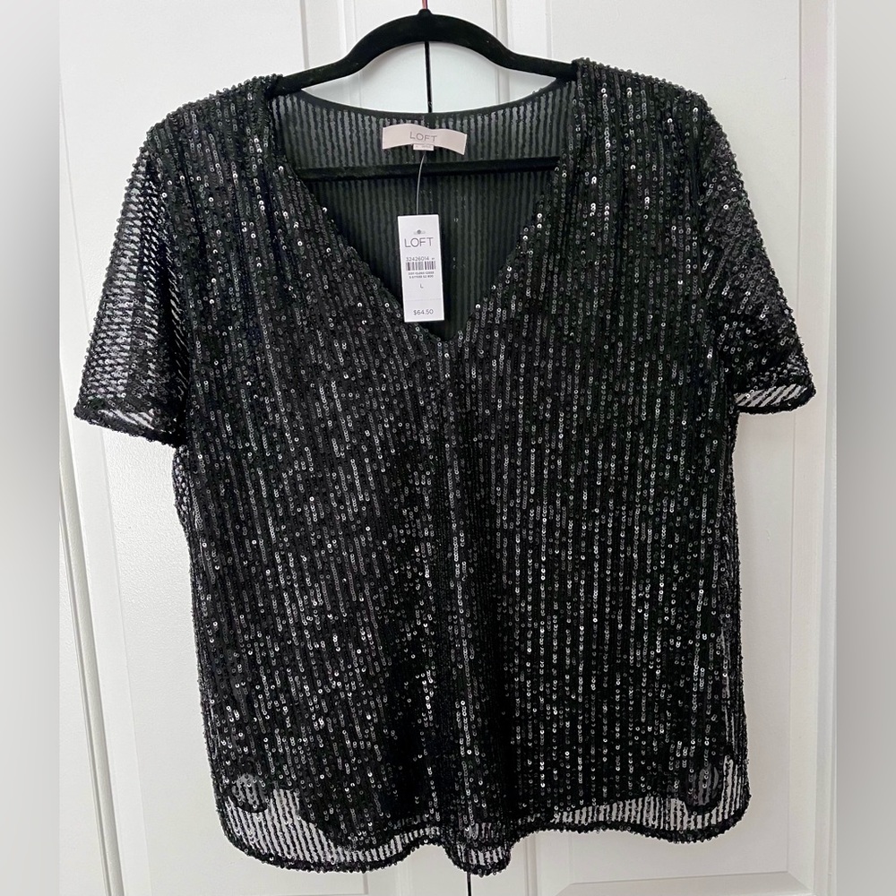 New With Tags LOFT black sequin top!